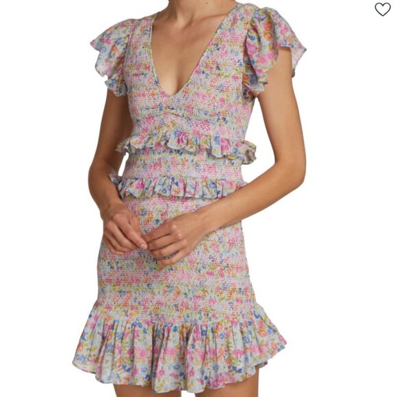 LoveShackFancy Dresses & Skirts - LoveShackFancy Floral Party Dress Glimmering Sea Sonora Womens Size Medium Blue